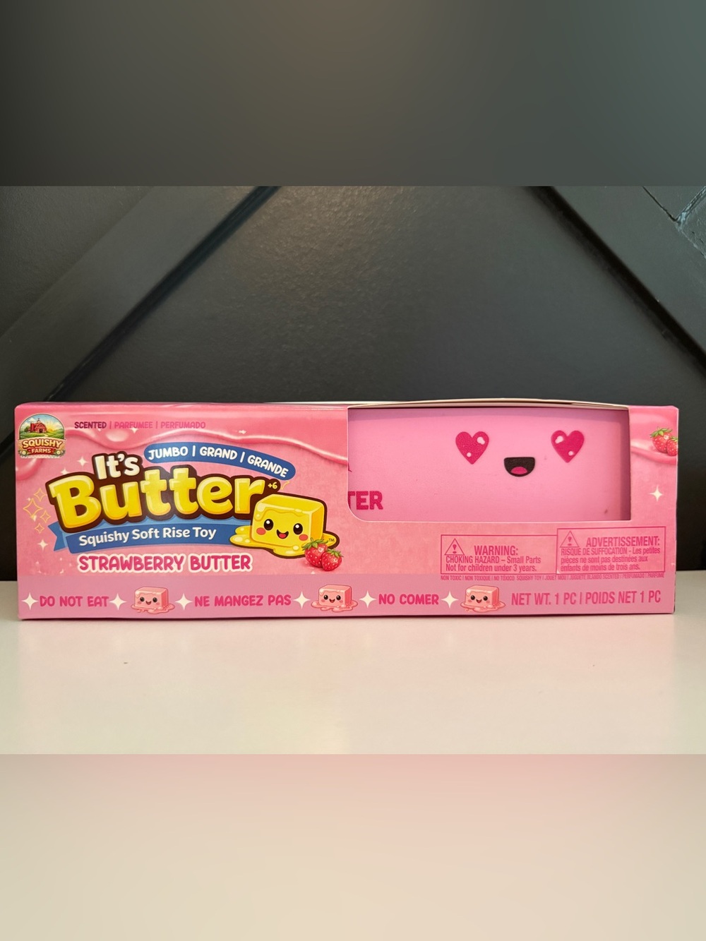 Large Butter!! Strawberry Scented Squishy Slow Rise Toy - Pink